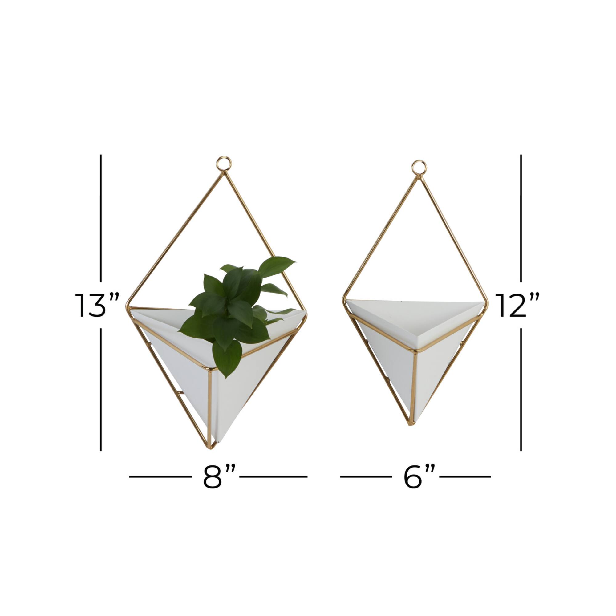 CosmoLiving by Cosmopolitan Set of 2 White Metal Contemporary Planter, 7" x 9"